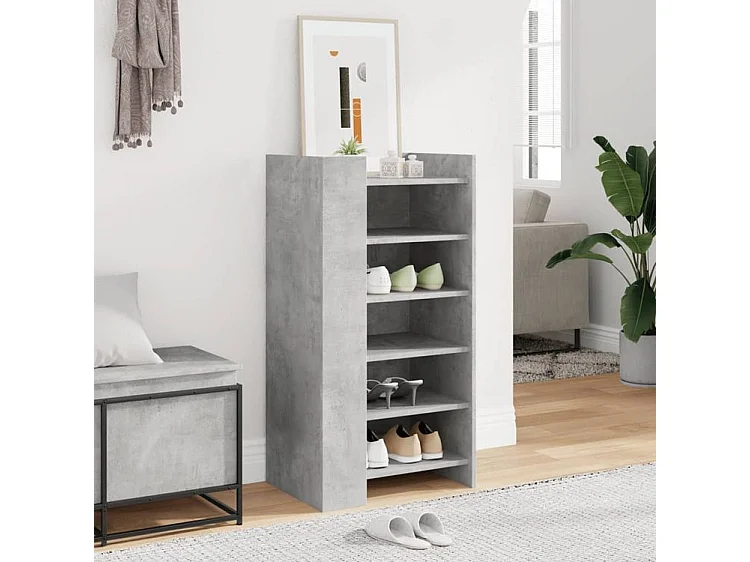 Armoire à chaussures gris béton 52x37,5x100 bois d'ingénierie