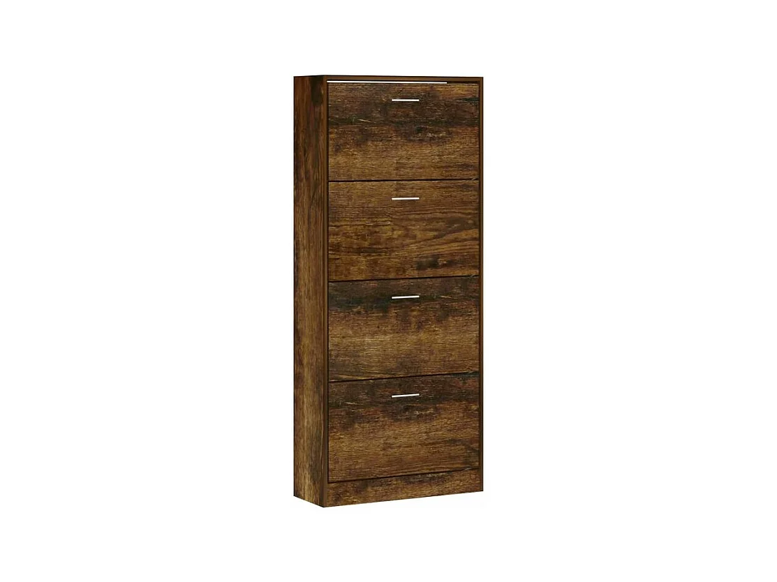Armoire à chaussures en bois Puerto L63xH147xP24 – 4 portes rabattables-Couleur Marron fumé