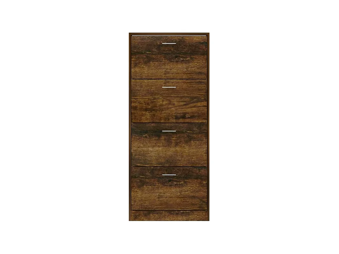 Armoire à chaussures en bois Puerto L63xH147xP24 – 4 portes rabattables-Couleur Marron fumé