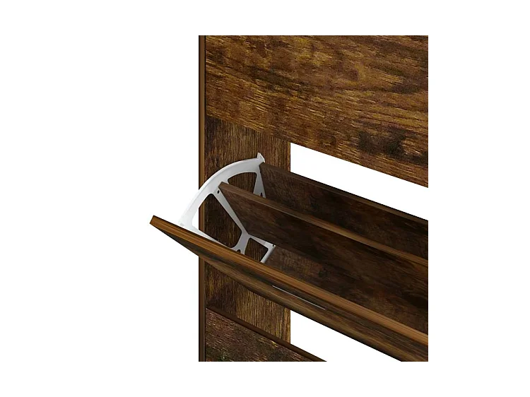 Armoire à chaussures en bois Puerto L63xH147xP24 – 4 portes rabattables-Couleur Marron fumé