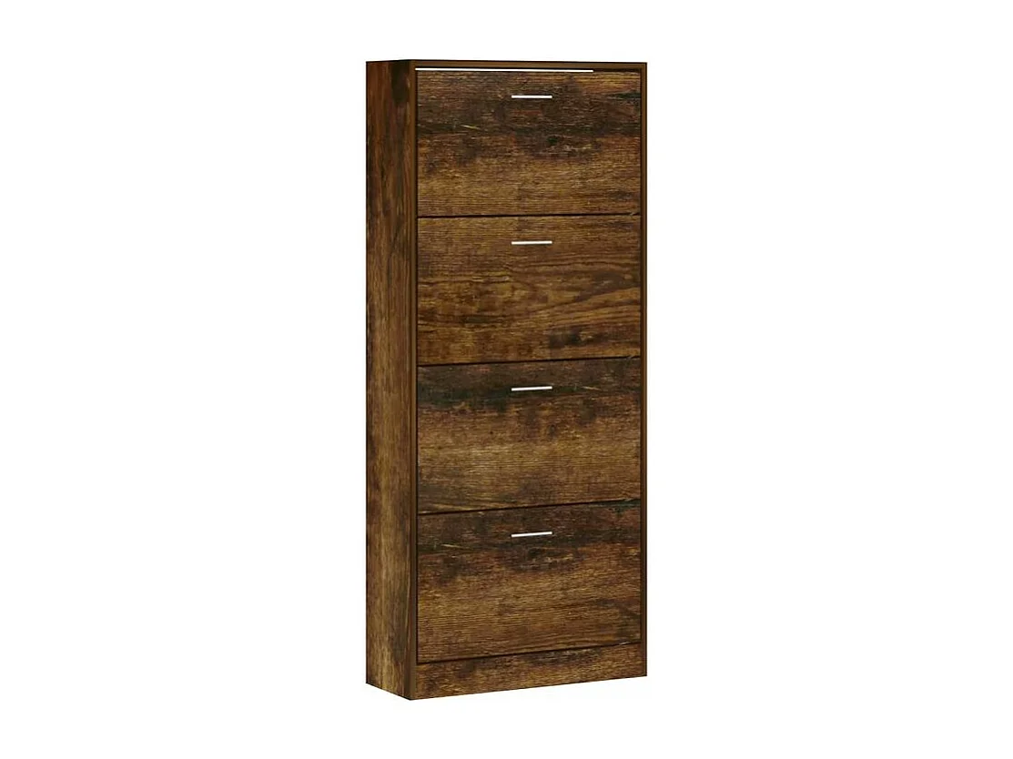 Armoire à chaussures en bois Puerto L63xH147xP24 – 4 portes rabattables-Couleur Marron fumé
