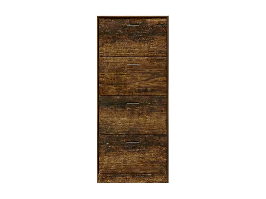 Armoire à chaussures en bois Puerto L63xH147xP24 – 4 portes rabattables-Couleur Marron fumé