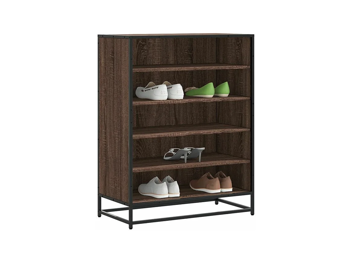 Meuble à chaussures chêne marron bois d'ingénierie et métal