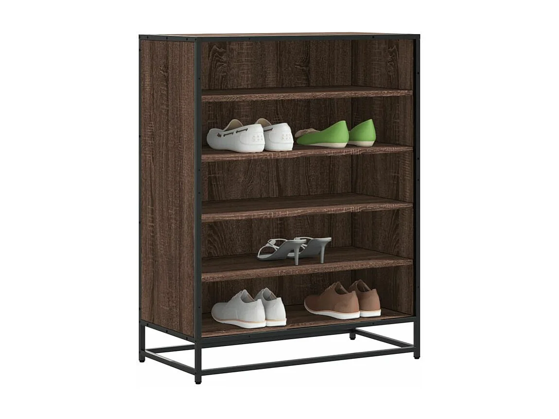 Meuble à chaussures chêne marron bois d'ingénierie et métal
