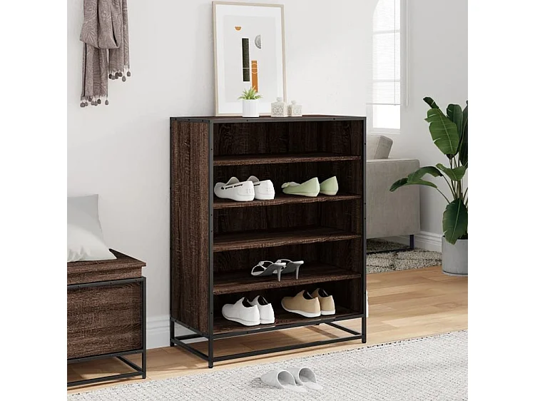 Meuble à chaussures chêne marron bois d'ingénierie et métal