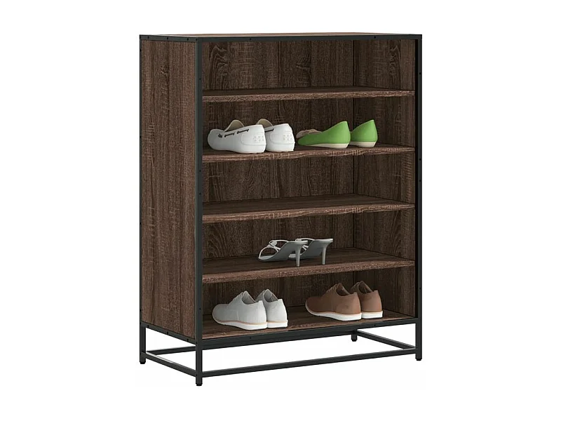 Meuble à chaussures chêne marron bois d'ingénierie et métal