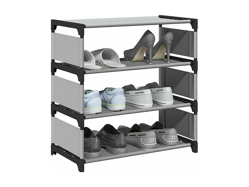 Étagère à chaussures 4 niveaux gris 54x28x55 tissu non-tissé