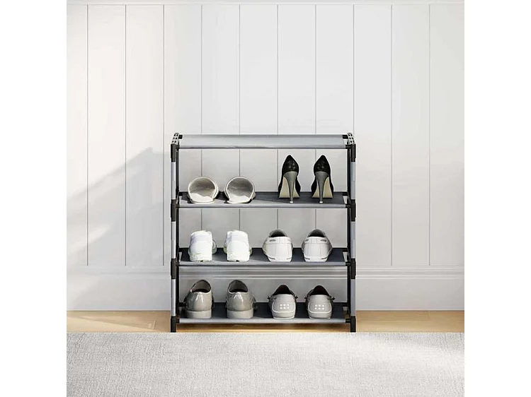 Étagère à chaussures 4 niveaux gris 54x28x55 tissu non-tissé