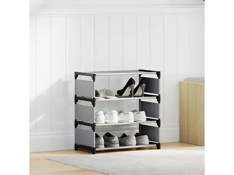 Étagère à chaussures 4 niveaux gris 54x28x55 tissu non-tissé