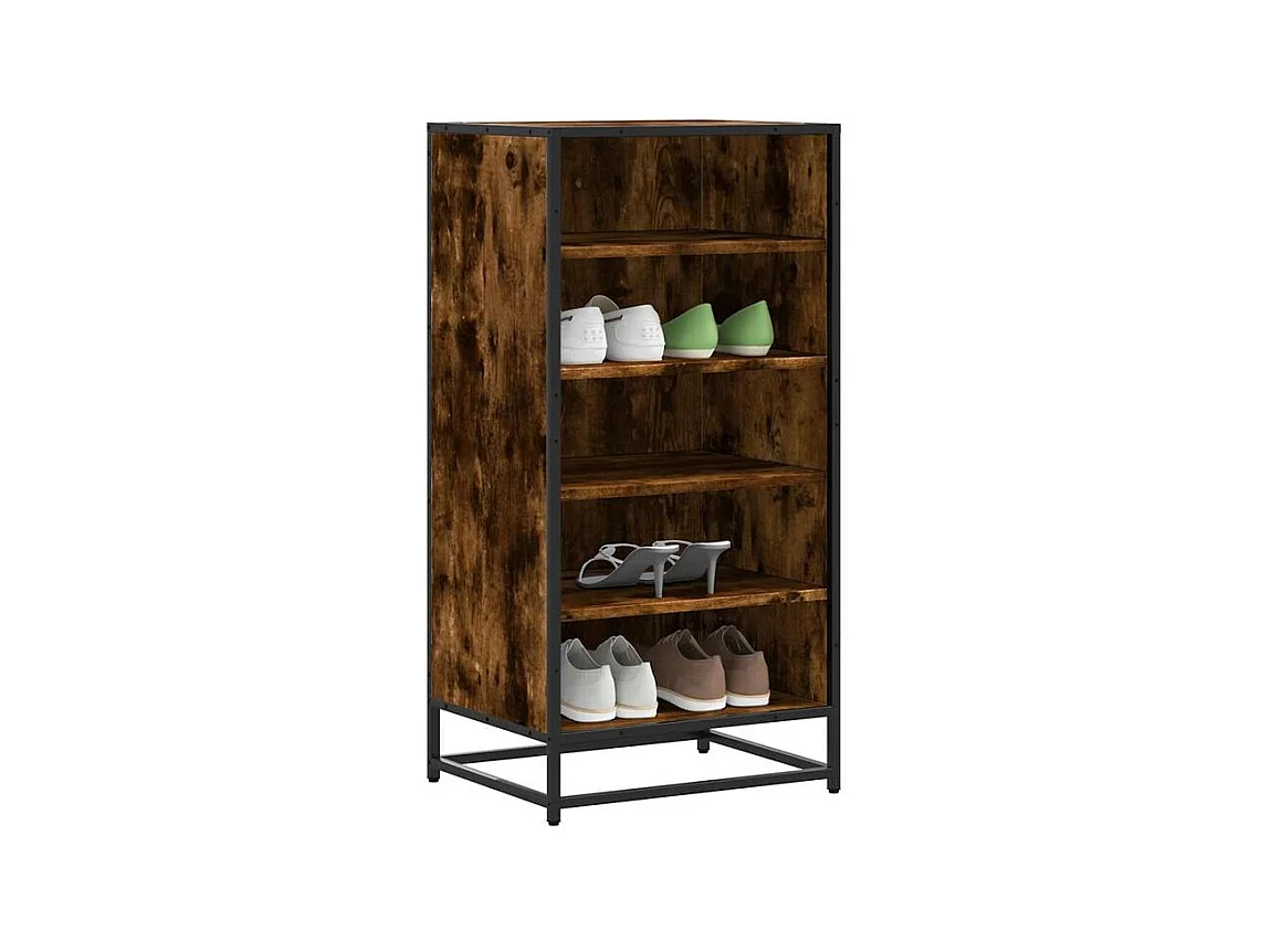 Étagère à chaussures chêne fumé 48x38x97,5 bois d'ingénierie