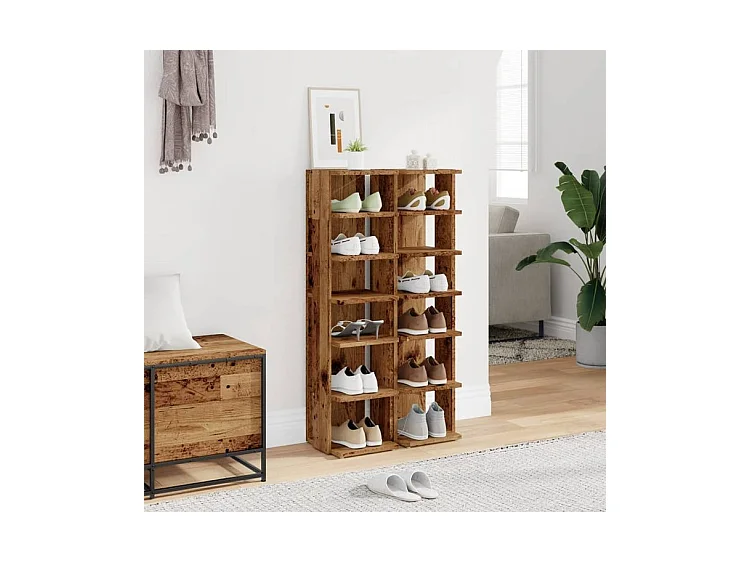 Armoires à chaussures 2 pcs vieux bois bois d'ingénierie