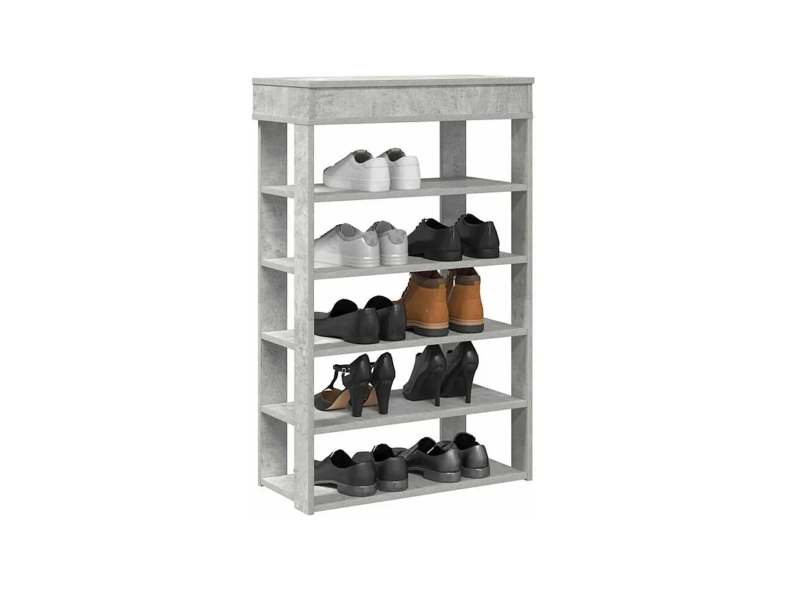 Étagère à chaussures gris béton 60x30x98 bois d'ingénierie