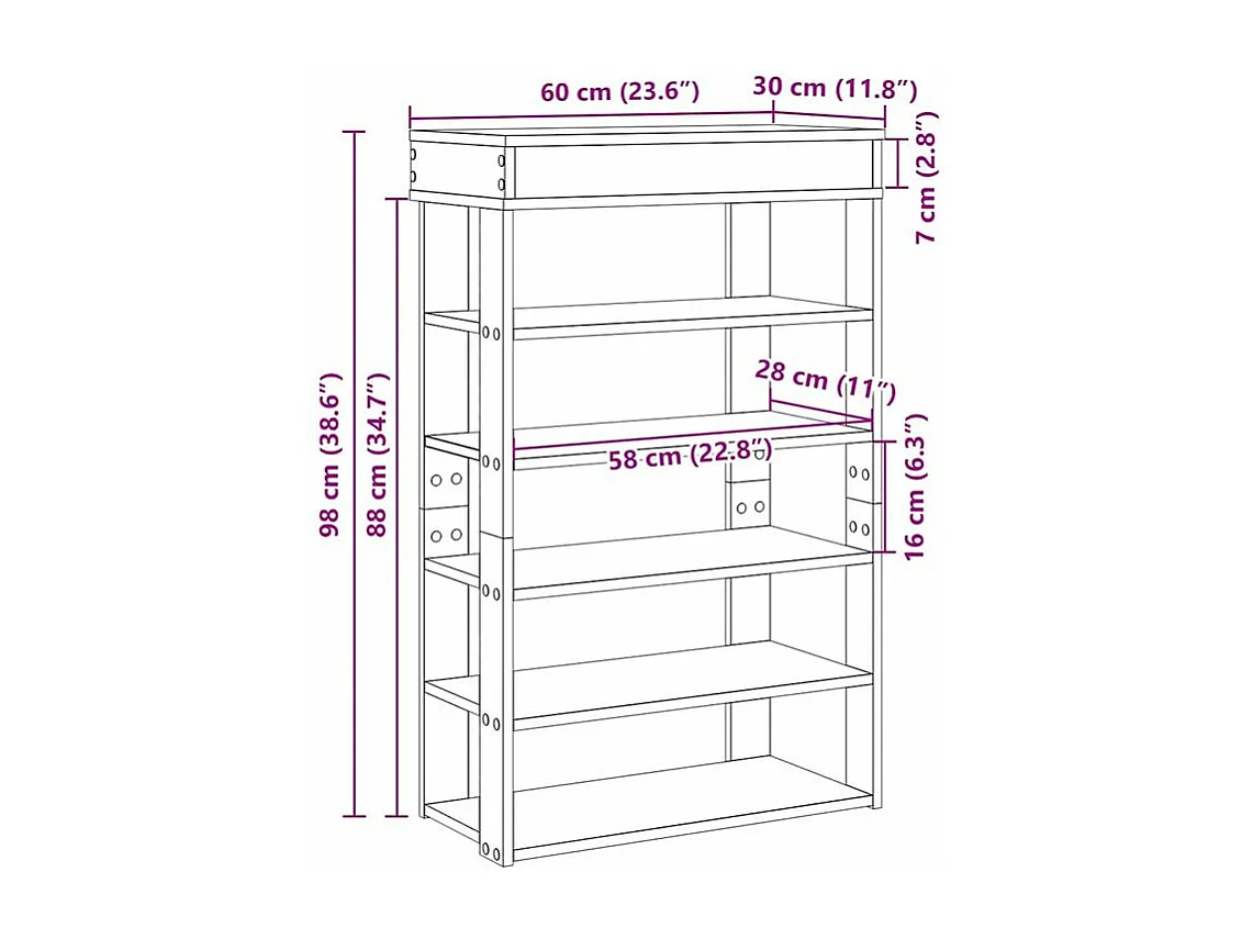 Étagère à chaussures gris béton 60x30x98 bois d'ingénierie