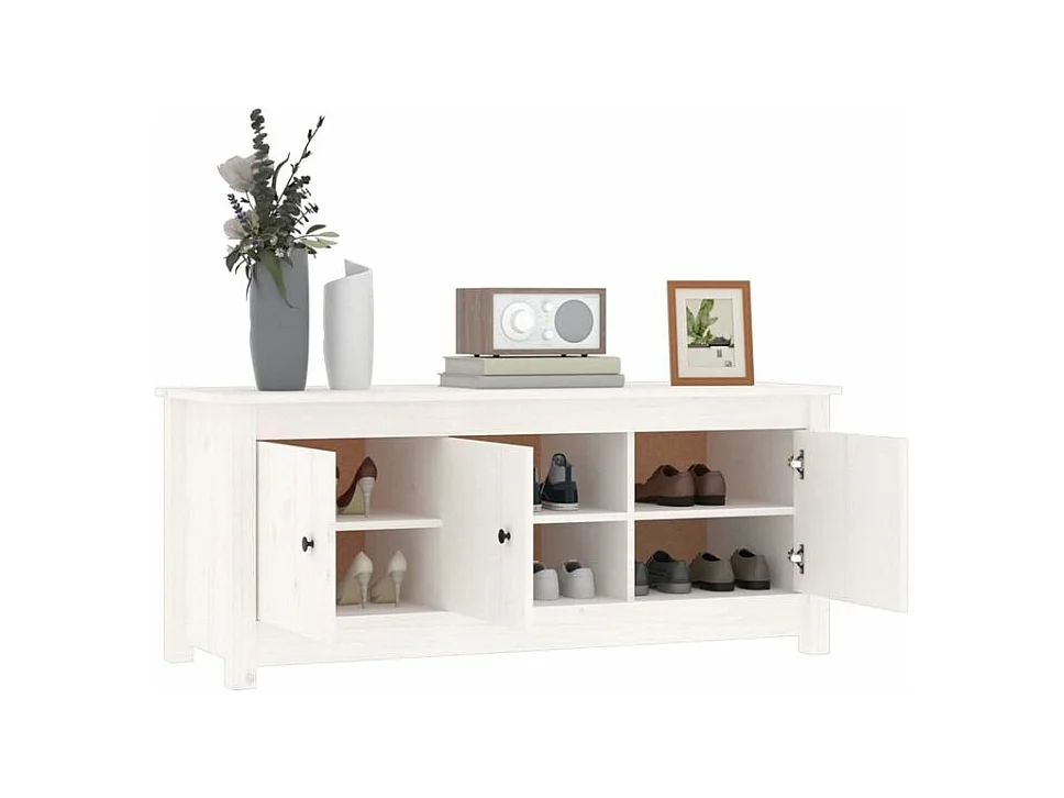 Armoire à chaussures en bois massif Klouda – Élégant et fonctionnel-Couleur Blanc-Largeur 110 cm