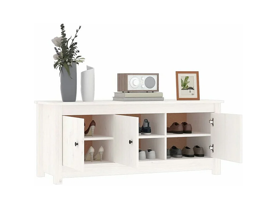 Armoire à chaussures en bois massif Klouda – Élégant et fonctionnel-Couleur Blanc-Largeur 110 cm