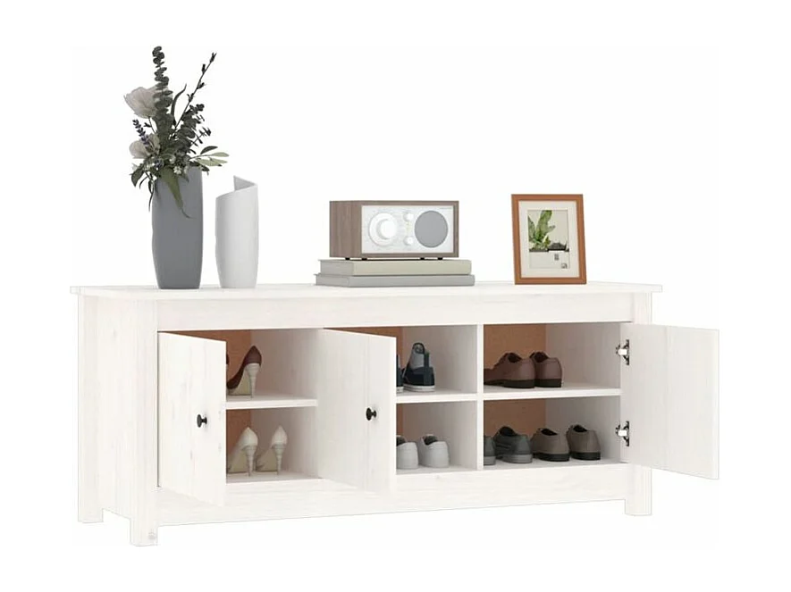 Armoire à chaussures en bois massif Klouda – Élégant et fonctionnel-Couleur Blanc-Largeur 110 cm