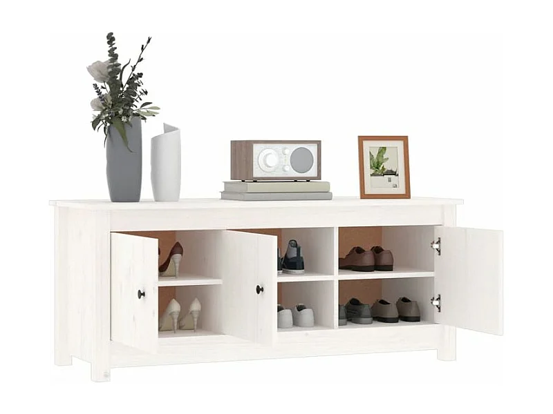 Armoire à chaussures en bois massif Klouda – Élégant et fonctionnel-Couleur Blanc-Largeur 110 cm