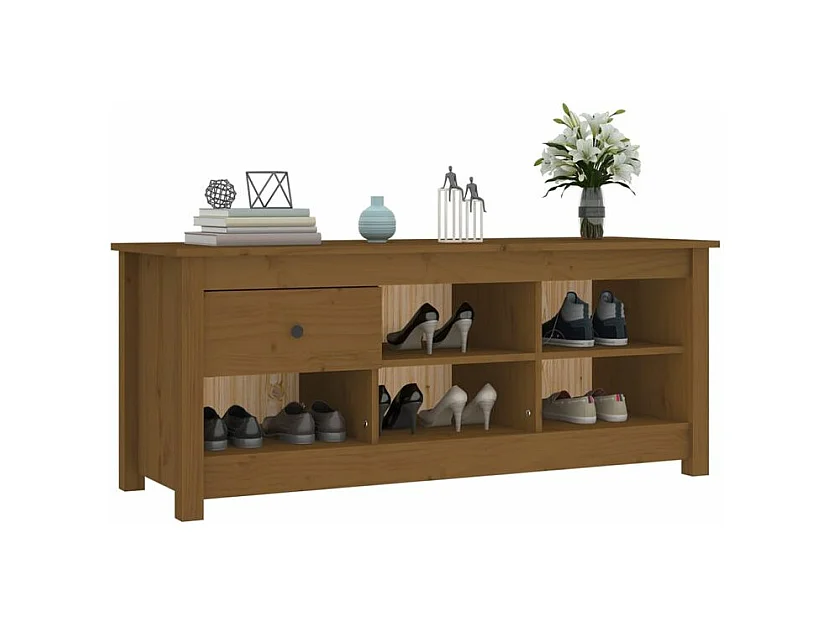 Armoire à chaussures Marron miel 110x38x45,5 Bois pin massif
