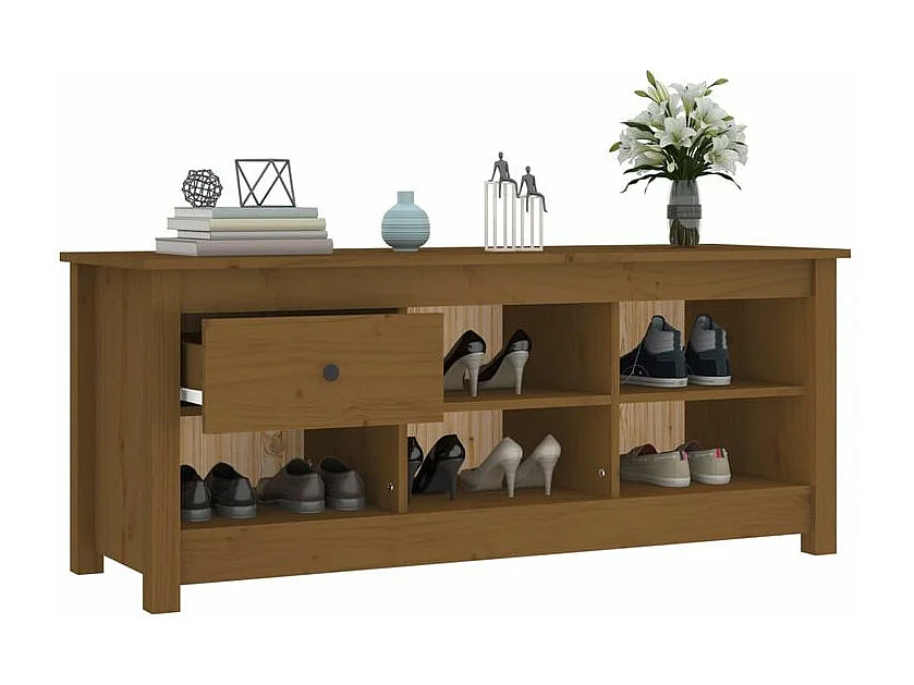 Armoire à chaussures Marron miel 110x38x45,5 Bois pin massif