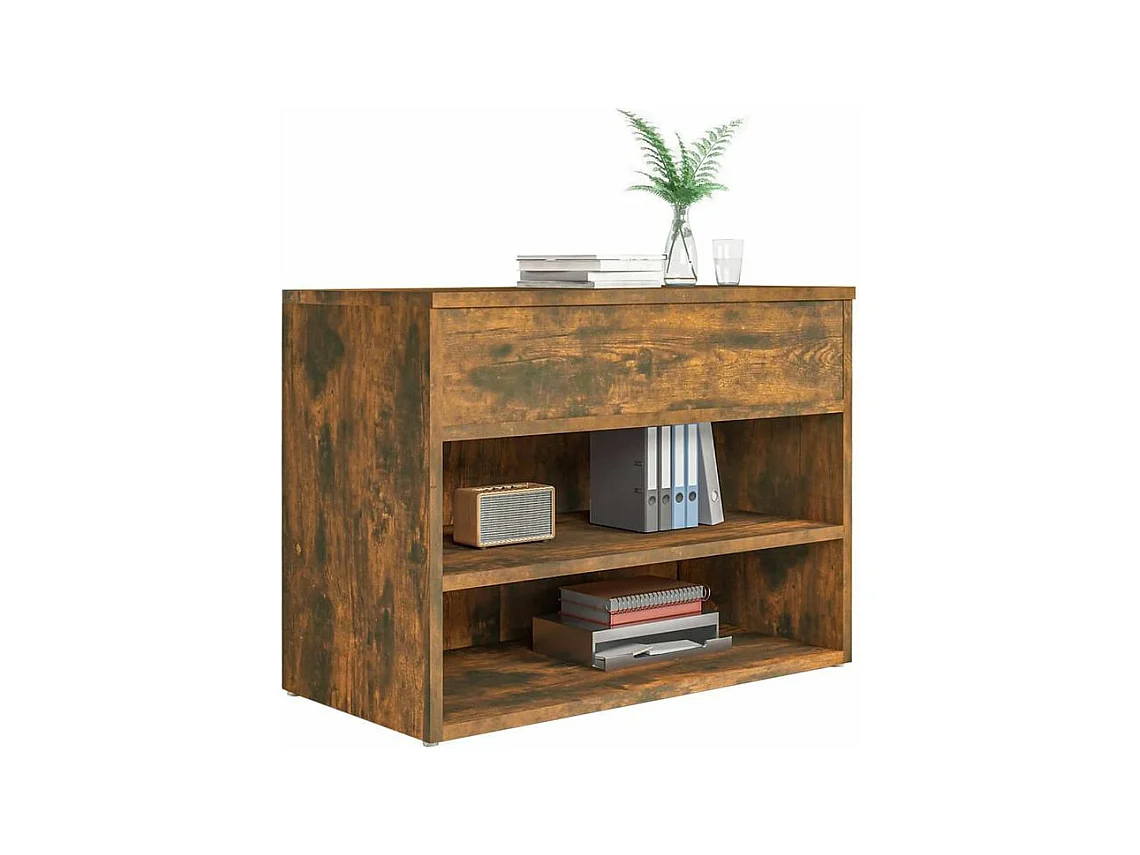 Banc à chaussures en bois Borka L 60 x H 45cm - Compact et Pratique-Couleur Marron fumé