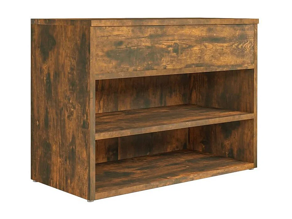 Banc à chaussures en bois Borka L 60 x H 45cm - Compact et Pratique-Couleur Marron fumé