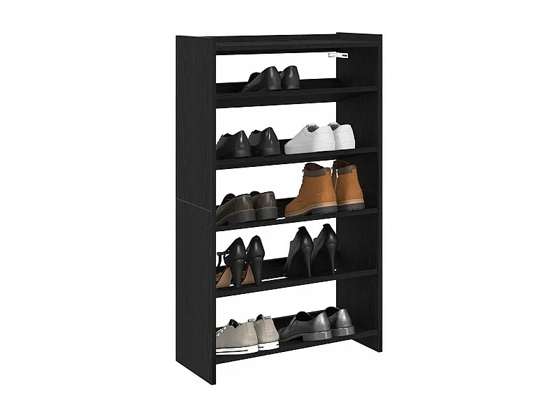 Étagère à chaussures en bois Manda L 60 x H 100cm - Rangement 5 niveaux-Couleur Noir