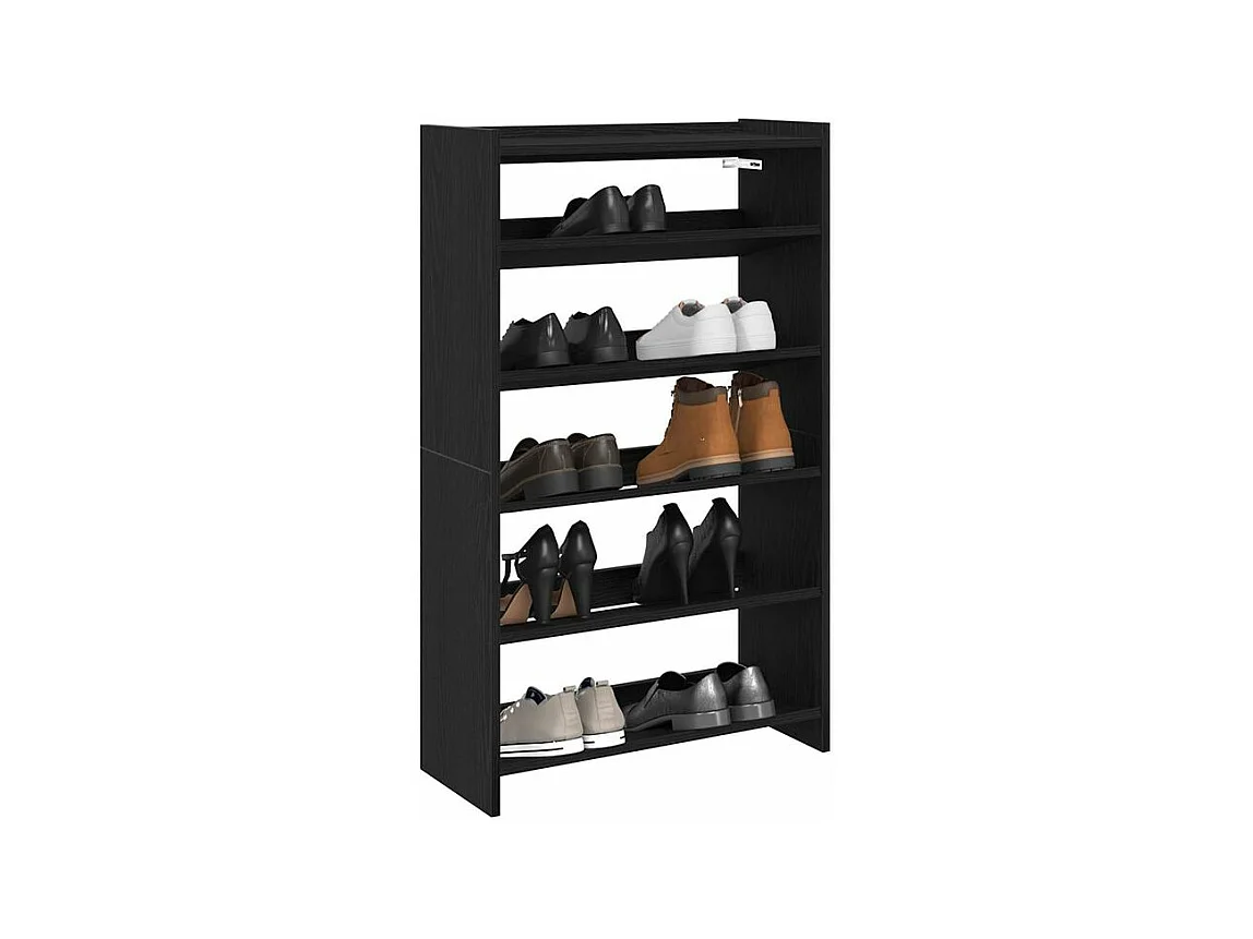 Étagère à chaussures en bois Manda L 60 x H 100cm - Rangement 5 niveaux-Couleur Noir