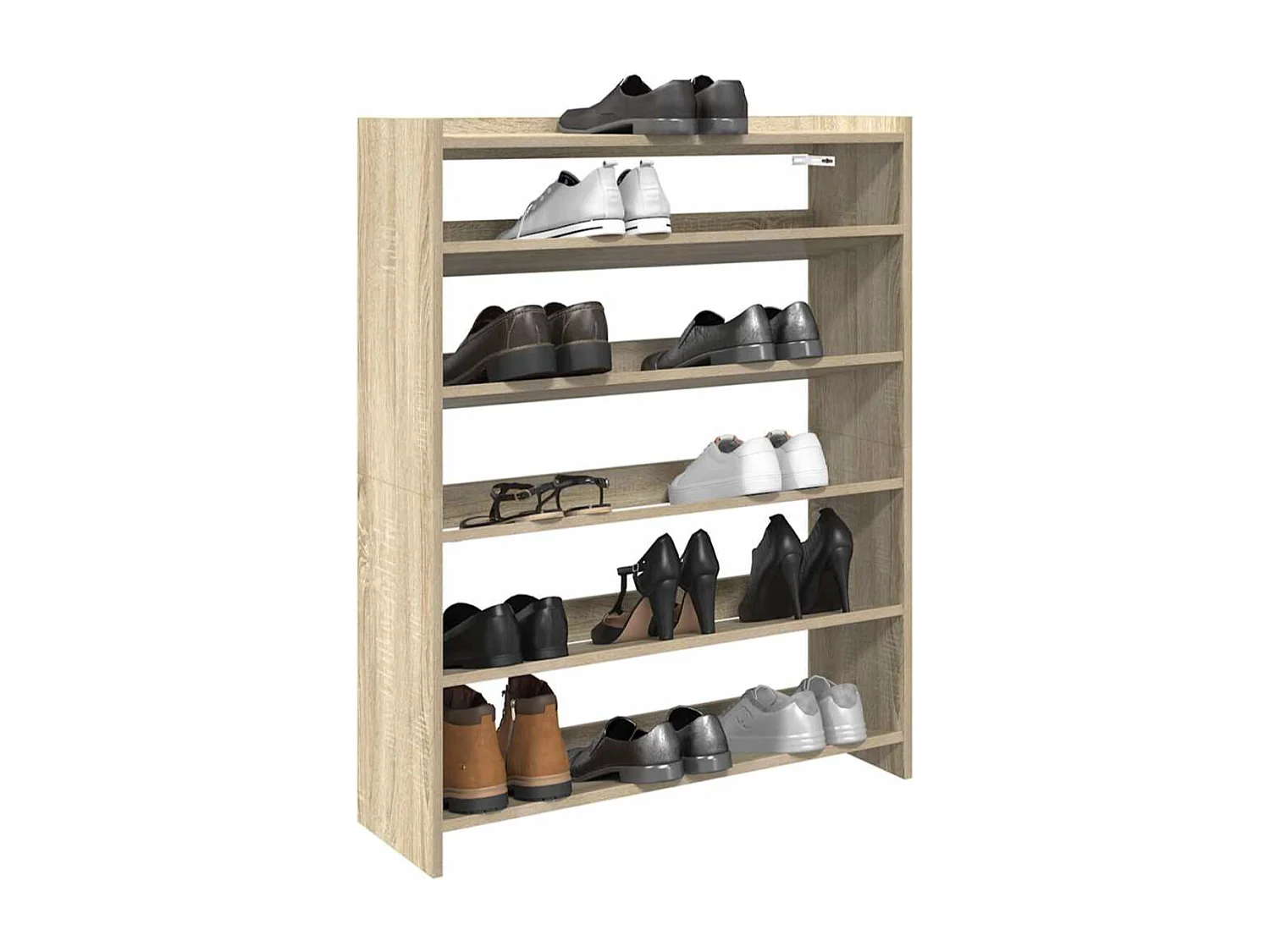Étagère à chaussures en bois Manda L 60 x H 100cm - Rangement 5 niveaux-Couleur Noir