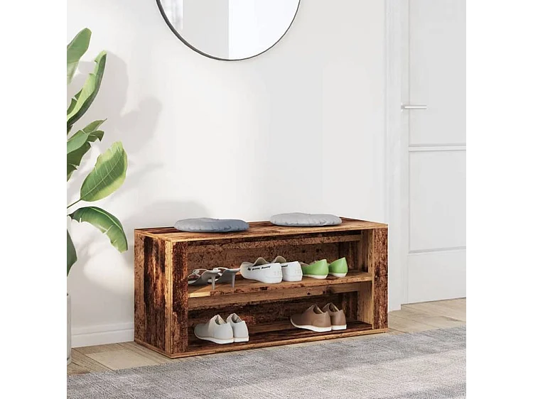 Banc à chaussures vieux bois 100x35x45 bois d'ingénierie
