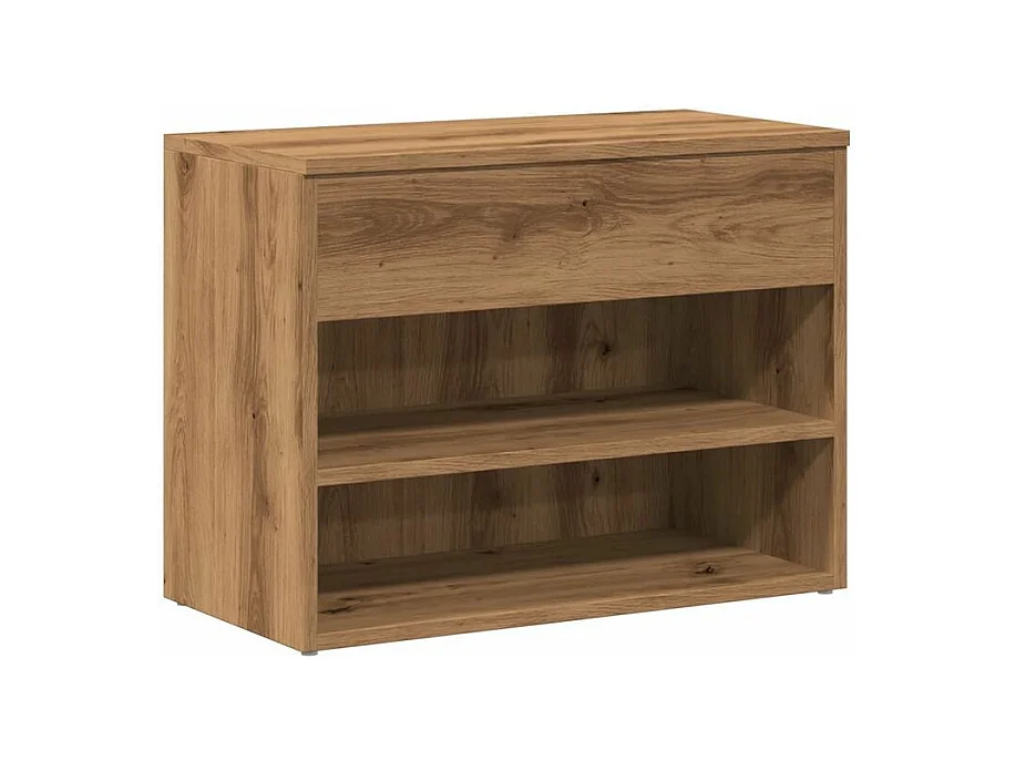 Banc à chaussures en bois Borka L 60 x H 45cm - Compact et Pratique-Couleur Marron clair