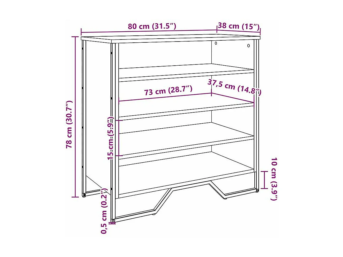 Armoire à chaussures chêne sonoma 80x38x78 bois d'ingénierie