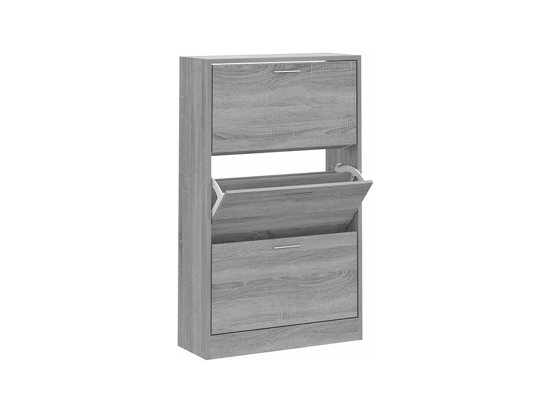 Armoire à chaussures en bois Puerto L63xH103xP24 – 3 portes rabattables-Couleur Chêne gris