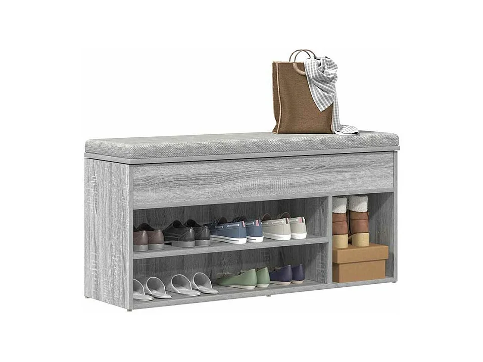 Banc à chaussures sonoma gris 102x30,5x45 bois d'ingénierie