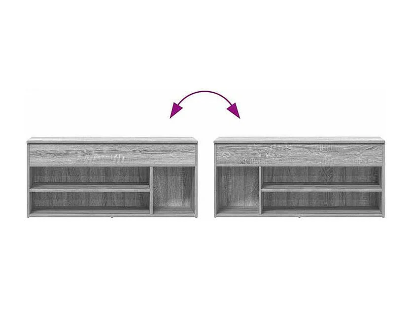 Banc à chaussures sonoma gris 102x30,5x45 bois d'ingénierie