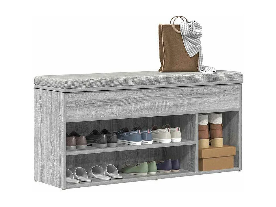 Banc à chaussures sonoma gris 102x30,5x45 bois d'ingénierie