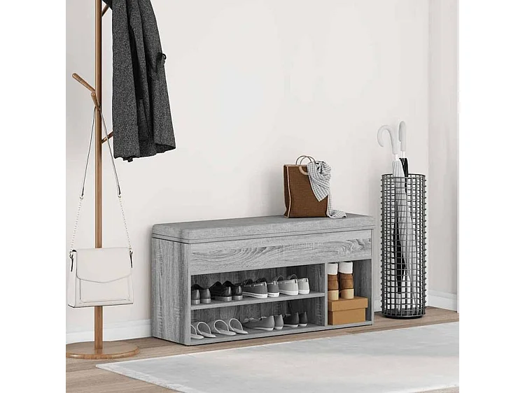 Banc à chaussures sonoma gris 102x30,5x45 bois d'ingénierie
