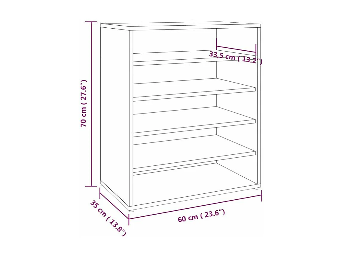 Meuble à chaussures Sonoma gris 60x35x70 Bois d'ingénierie