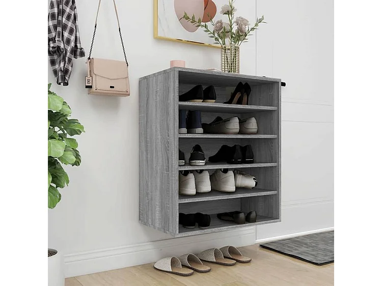 Meuble à chaussures Sonoma gris 60x35x70 Bois d'ingénierie