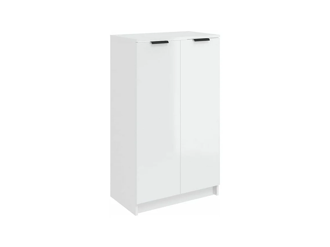Armoire à chaussures multifonction avec petite penderie L59xP35xH100 - Simplicité et Solidité-Couleur Blanc brillant
