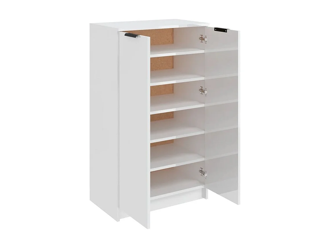 Armoire à chaussures multifonction avec petite penderie L59xP35xH100 - Simplicité et Solidité-Couleur Blanc brillant