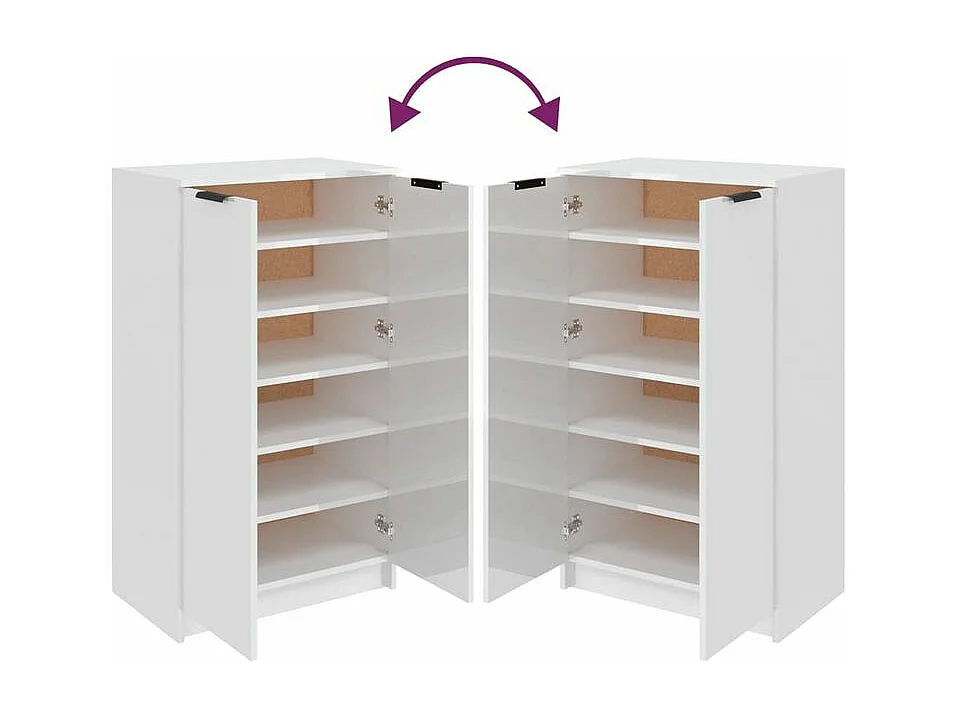 Armoire à chaussures multifonction avec petite penderie L59xP35xH100 - Simplicité et Solidité-Couleur Blanc brillant