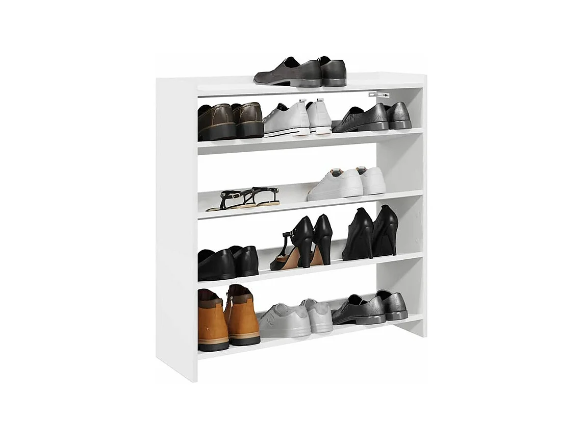 Étagère à chaussures en bois Manda L 80 x H 81cm - Rangement 5 niveaux-Couleur Blanc