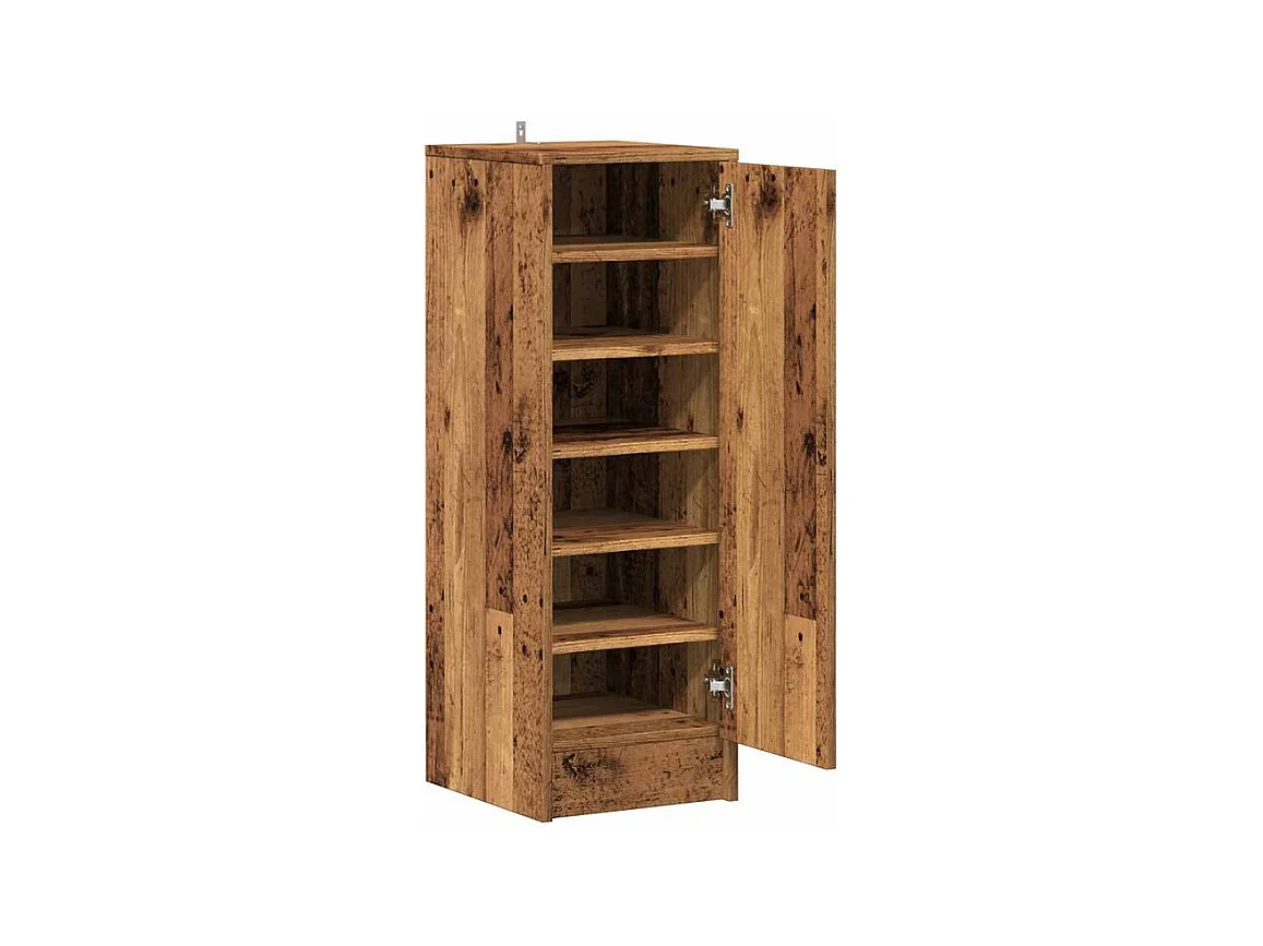 Armoire à chaussures en bois Kompo L32xP35xH92 - Sobre et discréte-Couleur Marron noisette