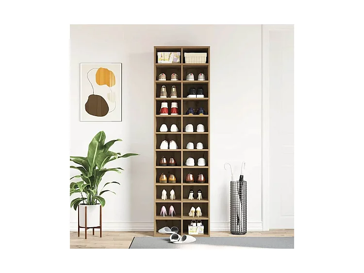 Meuble à chaussures chêne artisanal 54x34x183 bois ingénierie