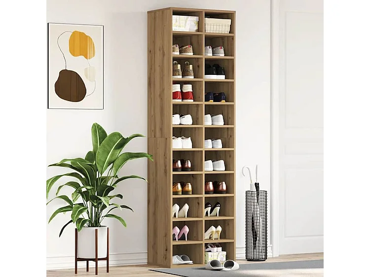 Meuble à chaussures chêne artisanal 54x34x183 bois ingénierie