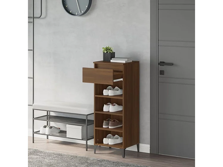 Étagère à chaussures Chêne marron 40x36x105 Bois ingénierie
