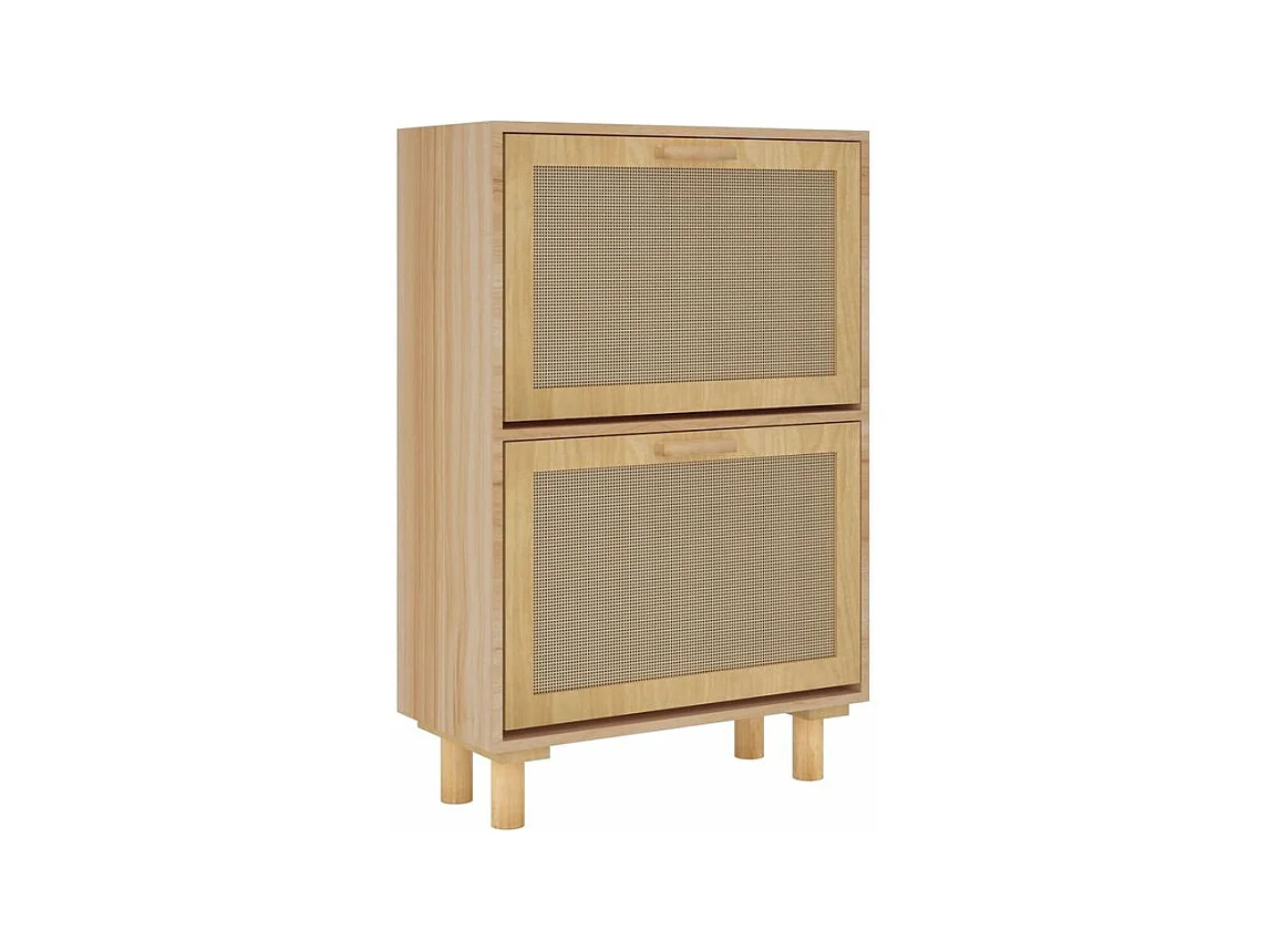Armoire à chaussures en bois er rotin Viba L 52 x H 80cm - Style tendance-Couleur Naturel