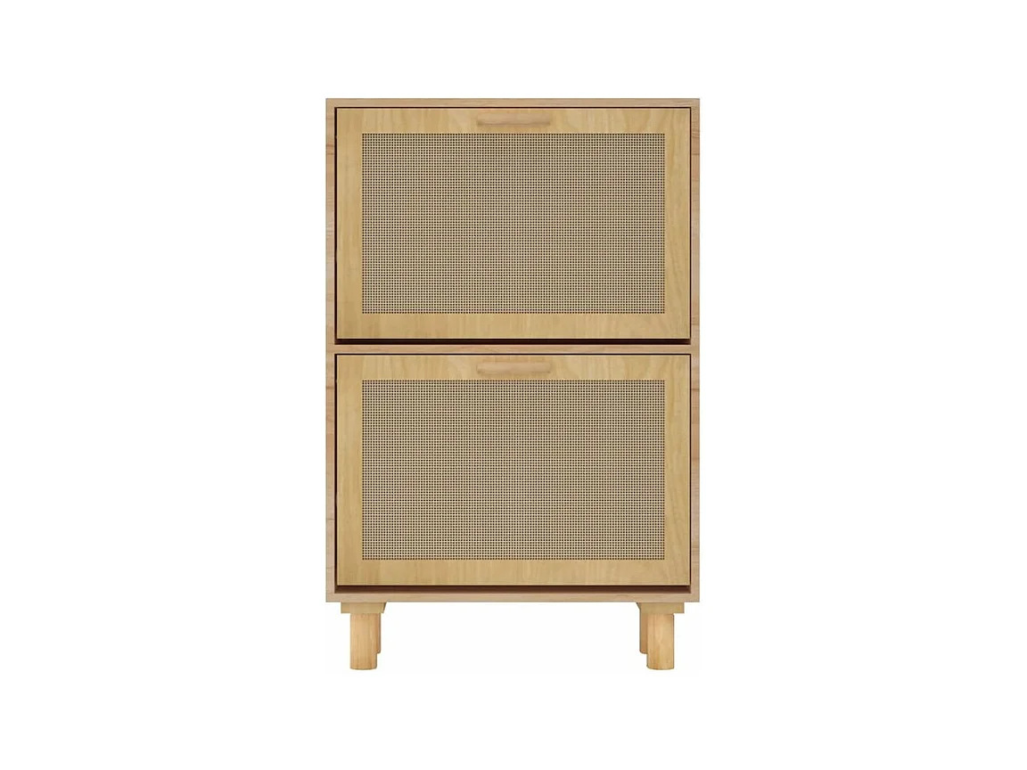 Armoire à chaussures en bois er rotin Viba L 52 x H 80cm - Style tendance-Couleur Naturel