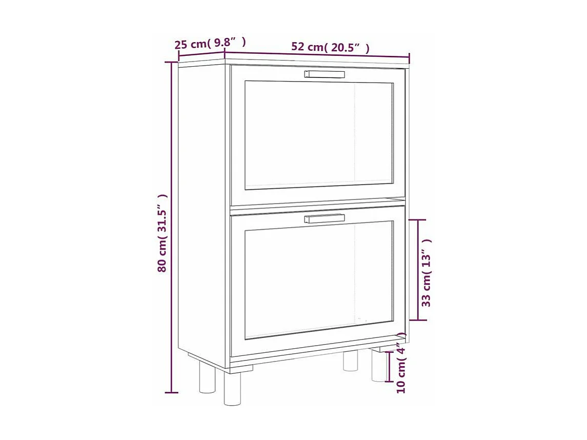 Armoire à chaussures en bois er rotin Viba L 52 x H 80cm - Style tendance-Couleur Naturel