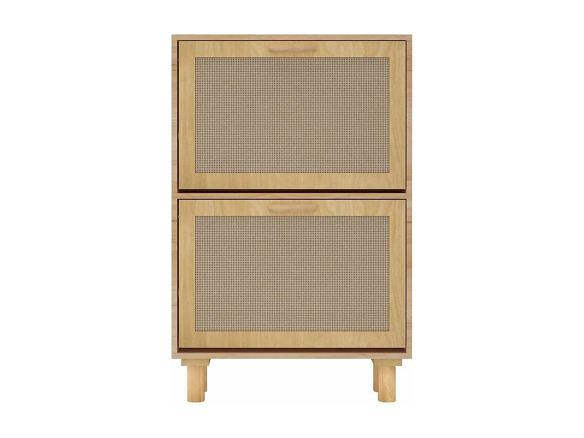 Armoire à chaussures en bois er rotin Viba L 52 x H 80cm - Style tendance-Couleur Naturel